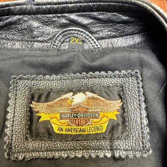 Harley Davidson Leather Vest Mens 2XL Black Lace Up Biker Motorcycle Vtg Gloves - Picture 3 of 9